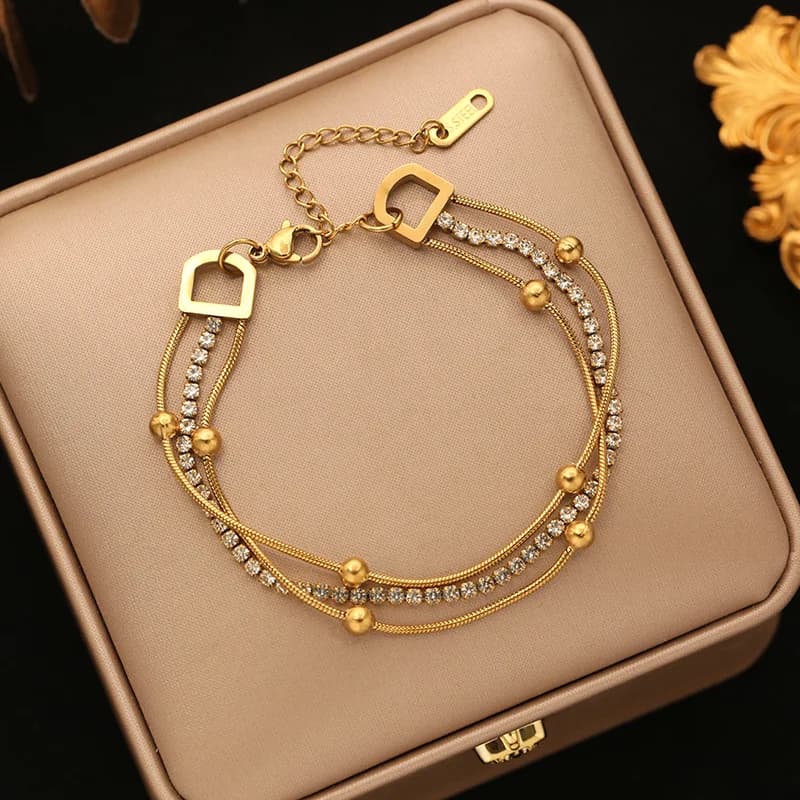 Guld perle kæde armbånd