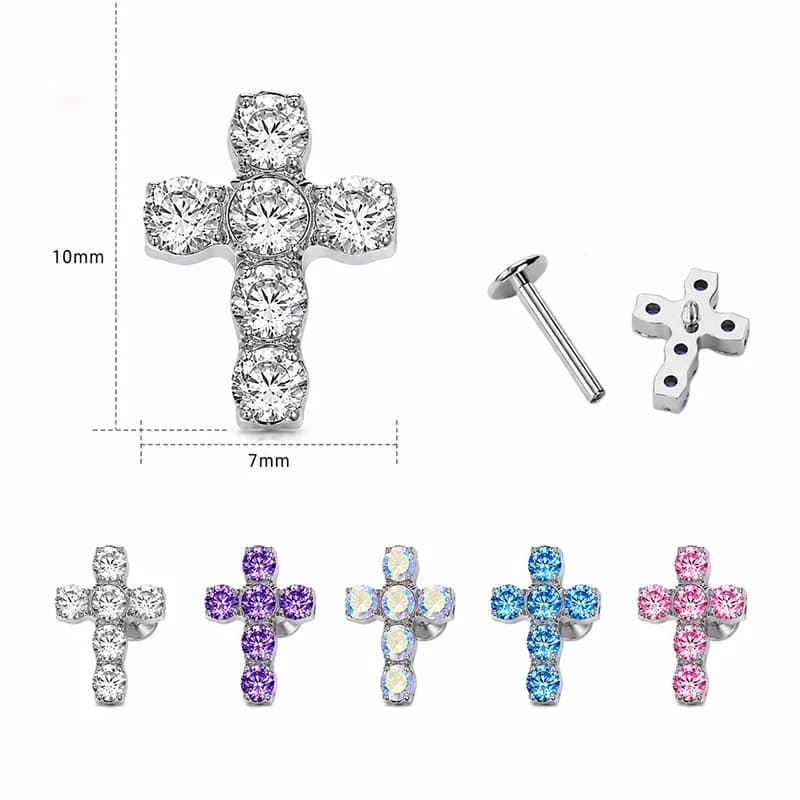 Titan spiral kors zirkon body piercing