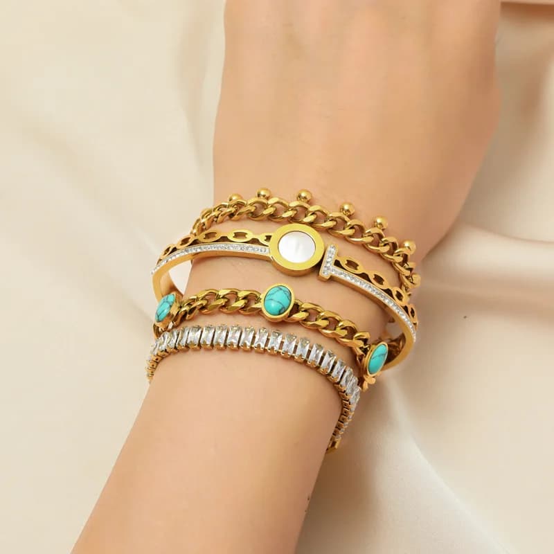 Grov kæde choker og armbåndssæt, guld