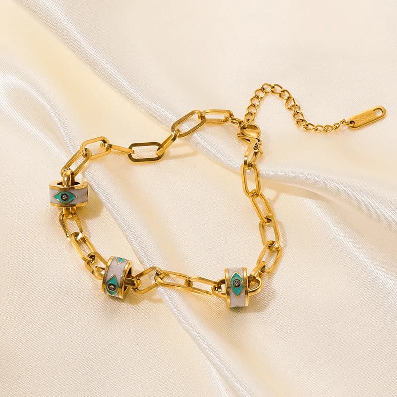 Armbånd med geometriske cirkelcharm i rustfrit stål