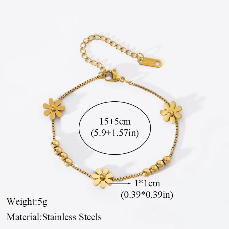 Gyldent farvet blomsterarmbånd til kvinder og piger