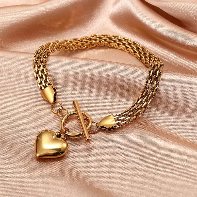 Hjerte charms armbånd i rustfrit stål