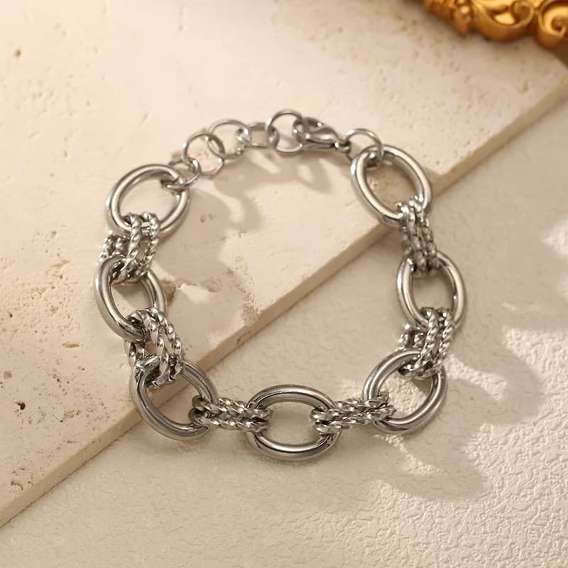 Hip-hop stil kæde armbånd, rustfrit stål