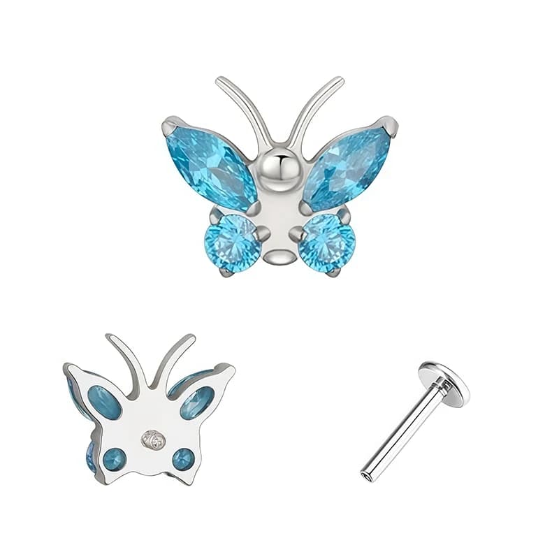 Titanium spiral sommerfugl zirkon body piercing
