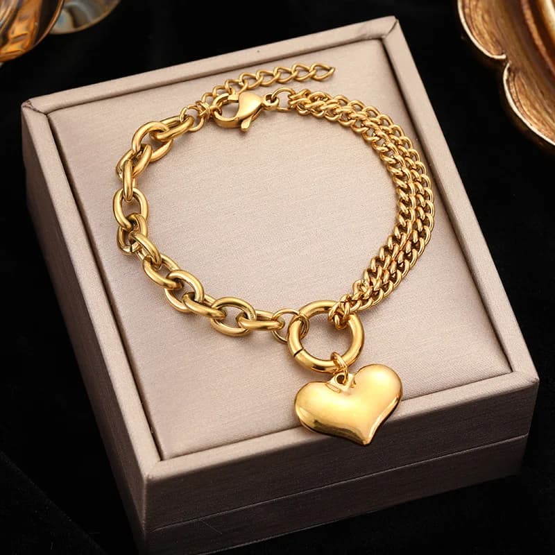 Guldfarvet flerlags charme-armbånd