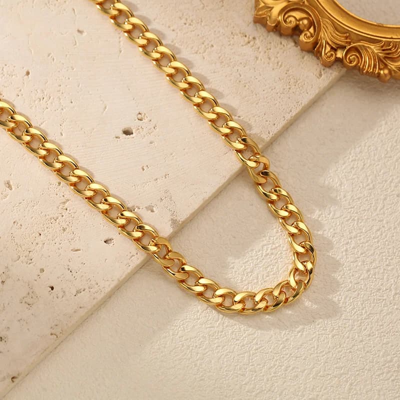 Rustfrit stål guld kæde choker halskæde