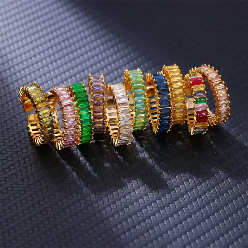 316L rustfrit stål justerbar ring med cubic zirkonia