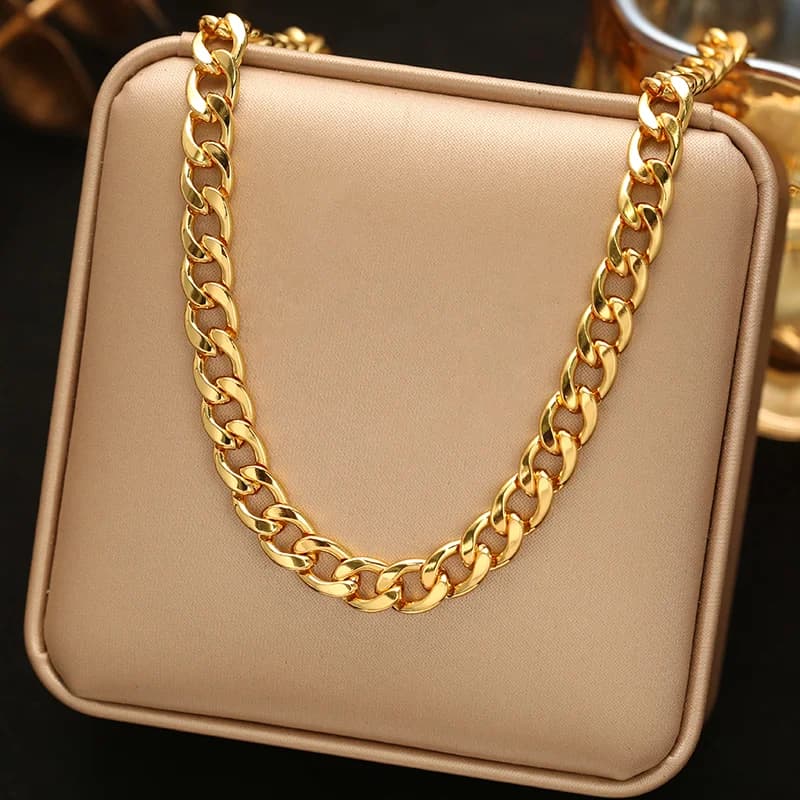 Rustfrit stål guld kæde choker halskæde