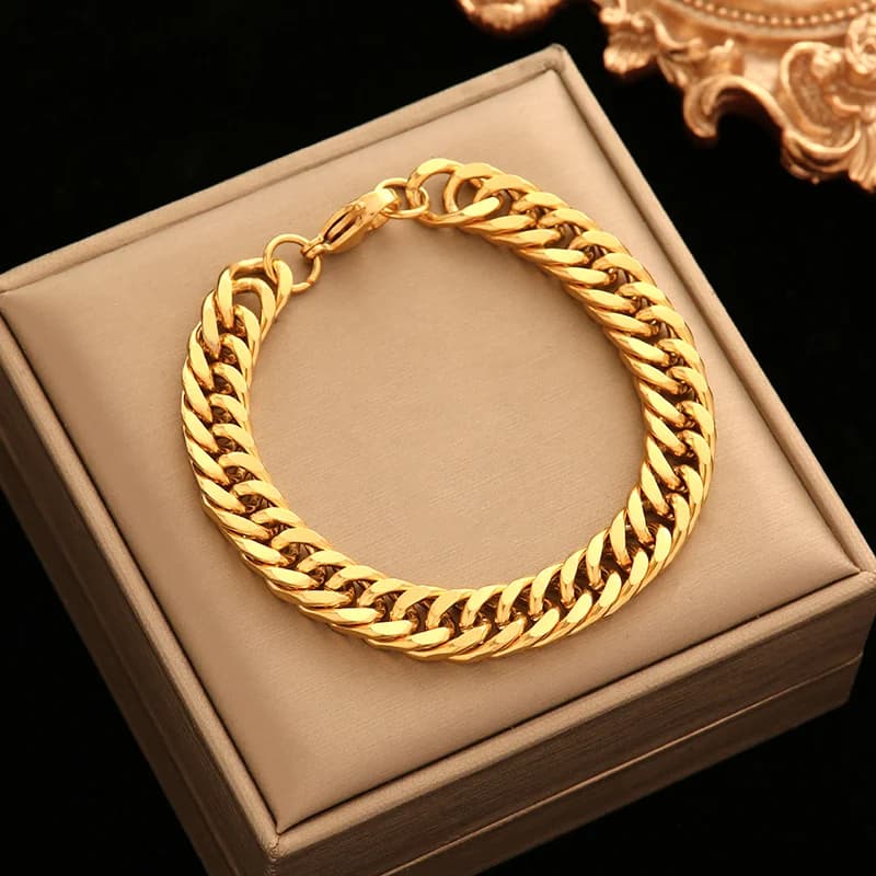Tyrkisk kæde armbånd, guld- og sølvfarvet