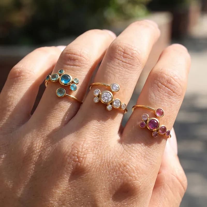 Farverig Justerbar Cubic Zirconia Ring