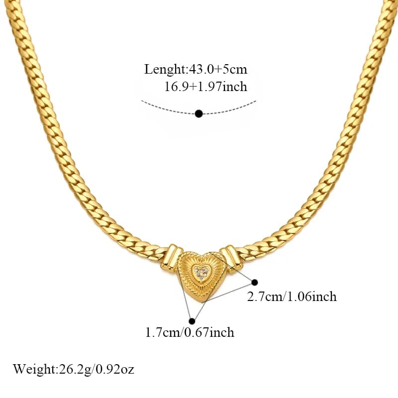 Guld hjerte choker-kæde