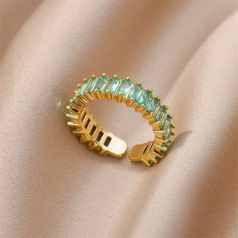 316L rustfrit stål justerbar ring med cubic zirkonia