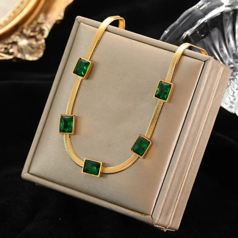Gylden farvet zirkon kæde choker halskæde