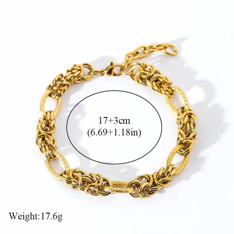 Vriddet rustfrit stål armbånd, forgylt
