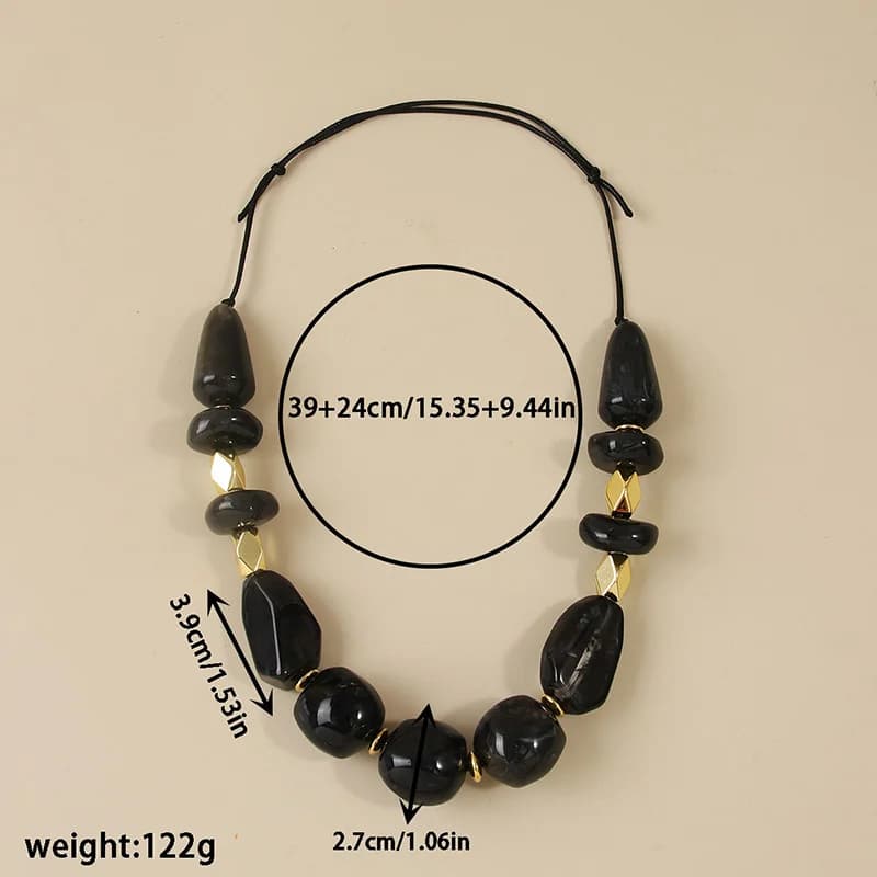 Sort resin bohemisk choker halskæde