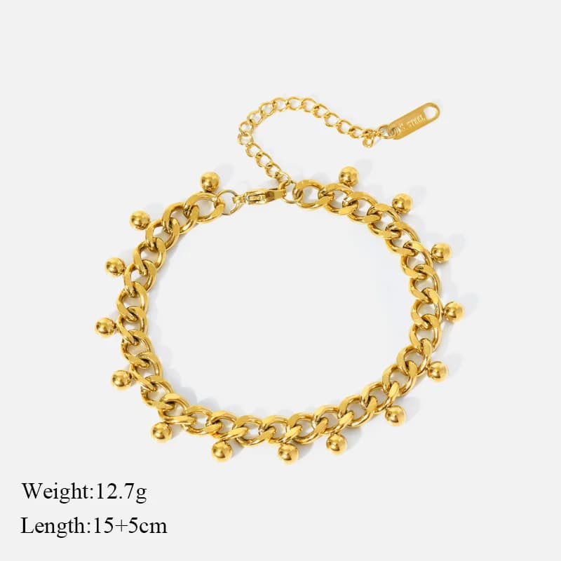 Grov kæde choker og armbåndssæt, guld