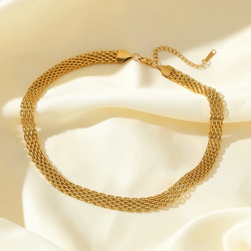 Rustfrit stål guld kæde choker halskæde