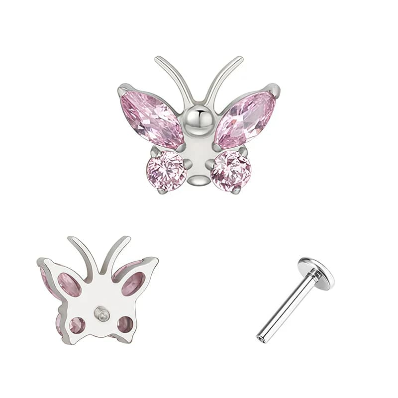 Titanium spiral sommerfugl zirkon body piercing