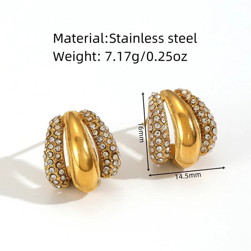 Geometriske C-formede zirkonia studs øreringe