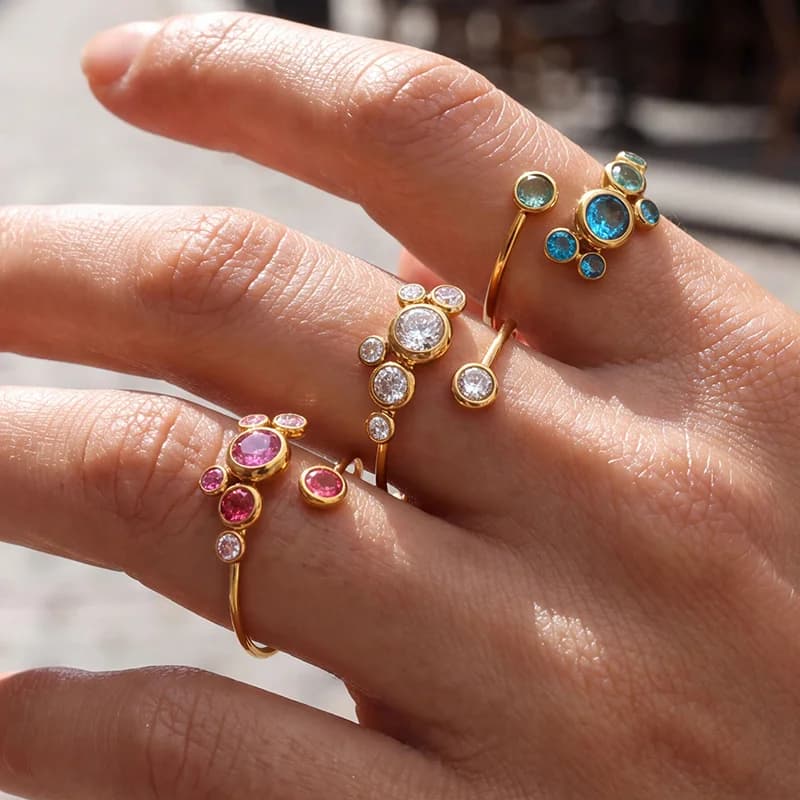 Farverig Justerbar Cubic Zirconia Ring